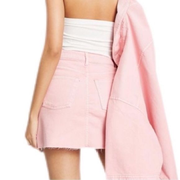 NWOT Topshop Moto Bubblegum Pink Distressed Mini Skirt Size 6 - Picture 5 of 11